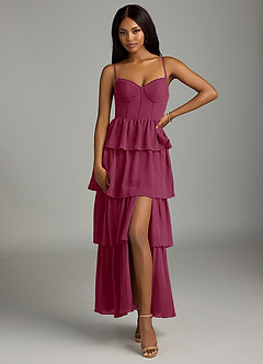 Azazie Kaiden Bridesmaid Dresses Mulberry A-Line Sweetheart Neckline Chiffon Dress image1