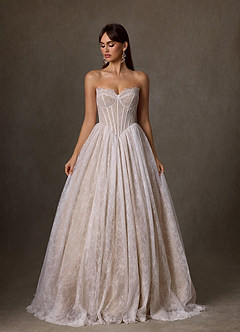 Azazie Sienna Trouwjurken Jurk van Kant met A-Lijn Sweetheart Halslijn Diamant Wit Naakt image7