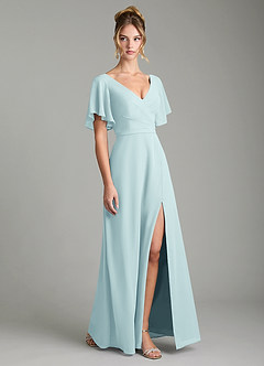 Azazie Ambrosia Bridesmaid Dresses Sea Glass A-Line Pleated Chiffon Dress image5