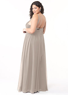 Azazie Aziza Bridesmaid Dresses Frost A-Line V-Neck Pleated Chiffon Dress image10
