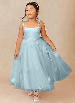 Azazie Doe Vendita Finale Abito A-Line in Tulle Pizzo Nebbia image1