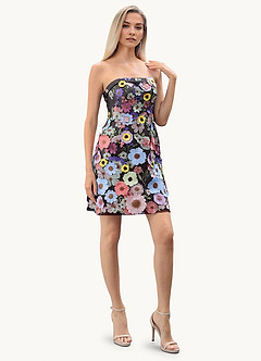 Maraya Black and Multi Mini Dress image4