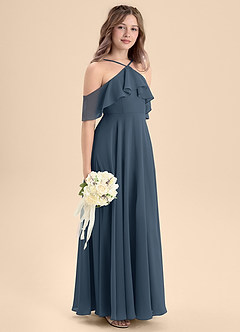 Azazie Tessabelle Junior Jurk van Chiffon met A-Lijn Off the Shoulder Neptunus image5