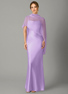 Azazie Jaleesa Robes de demoiselle d'honneur Robe Fourreau en Satin extensible Col haut Lilas image1