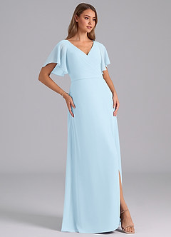 Azazie Ambrosia Bridesmaid Dresses Sky Blue A-Line Pleated Chiffon Dress image4