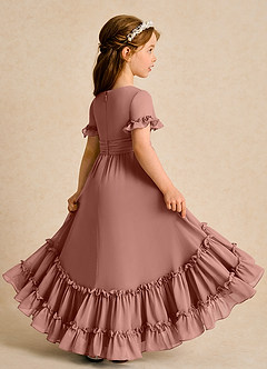 Azazie Kass Flower Girl Dresses Cedar Rose A-Line Pleated Chiffon Dress image6