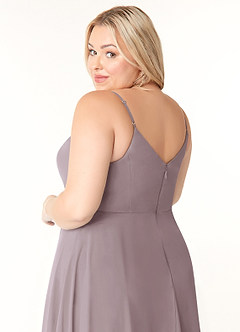 Azazie Clarissa Bridesmaid Dresses Dusk A-Line V-Neck Chiffon Dress image12