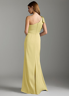Azazie Rinna Bridesmaid Dresses Lemon Sorbet Mermaid Ruched Stretch Satin Dress image8