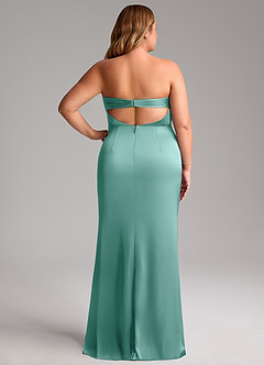 Azazie Leonis Bridesmaid Dresses Aqua Mermaid Pleated Stretch Satin Convertible Dress image10