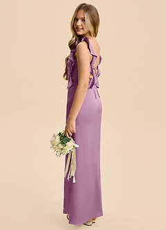 Azazie Jessamine Junior Wisteria A-Line Ruched Stretch Satin Dress image5