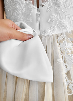 Azazie Bitsy Flower Girl Dresses Ivory Champagne A-Line Lace Tulle Dress image7