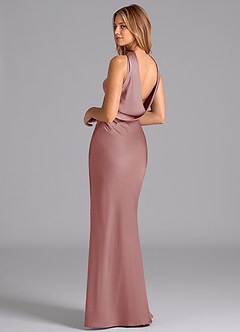 Azazie Lusinda Brudtärnklänningar Klä av Sjöjungfru i Stretch Satin Axelbandslös Dammig Ros image2