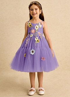 Azazie Osea Flower Girl Dresses Tahiti Ball-Gown Pleated Tulle Dress image4