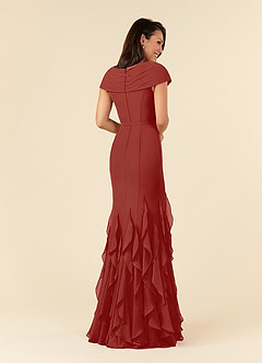 Azazie Bailora Abiti per la Madre della Sposa Abito Sirena in Chiffon Increspato Terracotta image3