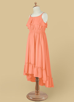 Azazie Karmen Abiti da Ragazza di Fiori Abito A-Line in Chiffon Increspato Tramonto image11