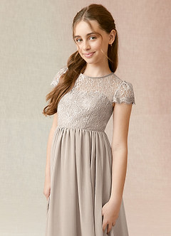 Azazie Delevingne Junior Frost A-Line Lace Chiffon Dress image4