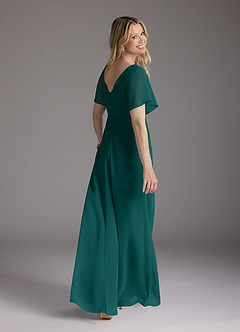 Azazie Alessa Mother of the Bride Dresses Peacock A-Line V-Neck Pleated Chiffon Dress image5