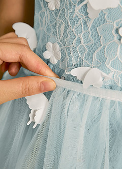 Azazie Darlina Blumenmädchenkleider Ballkleid Spitze Tüll Kleid Elfenbein Nebel image12