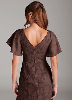 Azazie Ambrosia Bridesmaid Dresses Ganache A-Line Pleated Floral Burnout Dress image2