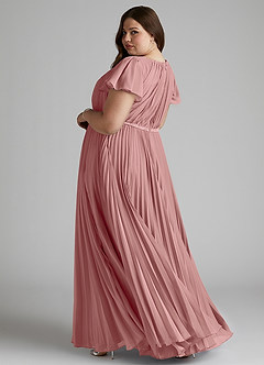 Azazie Kara Robes de demoiselle d'honneur modestes Robe Trapèze Plissée Longueur ras du sol Mousseline de soie image11