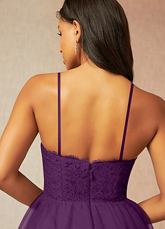 Azazie Roni Bridesmaid Dresses Grape A-Line Sweetheart Neckline Tulle Convertible Dress image6