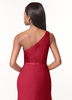 Azazie Liza Bridesmaid Dresses Scarlet Mermaid One Shoulder Chiffon Dress image3