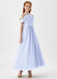 Azazie Chaya Junior Lavender A-Line Off the Shoulder Chiffon Dress image6