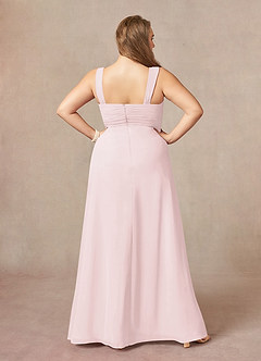 Azazie Weisz Mère de la mariée Robes Robe Trapèze en Mousseline de soie Encolure carrée plissée Rose Pâle image12