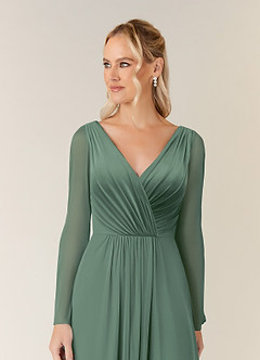 Azazie Teraso Mother of the Bride Dresses Eucalyptus A-Line Pleated Mesh Dress image4