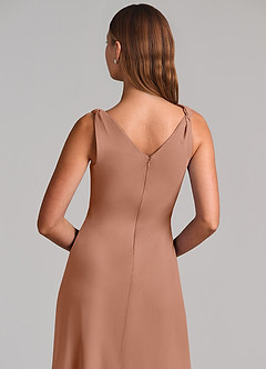 Azazie Nerine 신부 들러리 드레스 A라인 주름진 쉬폰 바닥 길이 드레스 image7