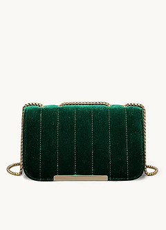 Dark Green Velvet Crossbody Bag