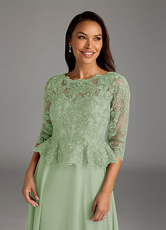Azazie Averie Mother of the Bride Dresses Dusty Sage A-Line Boatneck Sequins Chiffon Dress image2