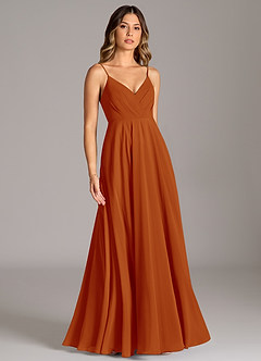 Azazie Amani Bridesmaid Dresses Paprika A-Line Pleated Chiffon Dress image5