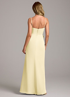 Azazie Tahlia Bridesmaid Dresses Lemon Sorbet A-Line with Belt Chiffon Dress image7