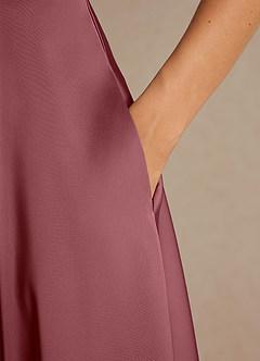 Azazie Niles Mère de la mariée Robes Robe Trapèze en Satin extensible Traînes Rose Du Désert image9