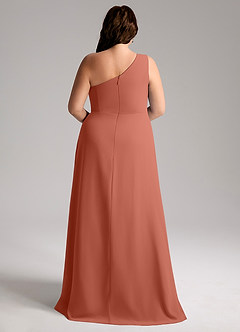 Azazie Brooke Bridesmaid Dresses Clay A-Line One Shoulder Chiffon Dress image9