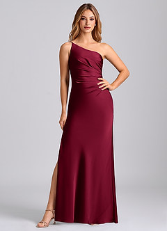 Azazie Marseli 신부 들러리 드레스 인어 한쪽 어깨 스트레치 새틴 바닥 길이 드레스 image3