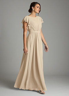 Azazie Daphne Modest Bridesmaid Dresses A-Line Ruffled Chiffon Floor-Length Dress image4