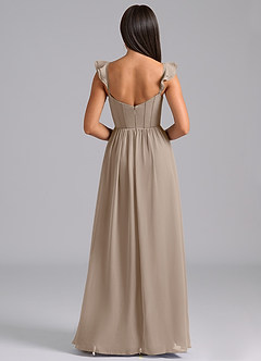 Azazie Denisse Bridesmaid Dresses Taupe A-Line Ruched Chiffon Dress image2