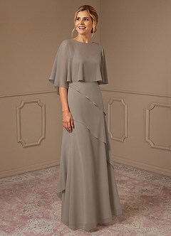 Azazie Bowie Mother of the Bride Dresses Taupe A-Line Chiffon Dress image2
