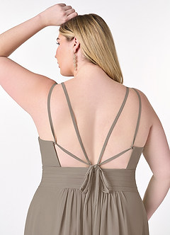 Azazie Farren Bridesmaid Dresses Taupe A-Line Pleated Chiffon Convertible Dress image16