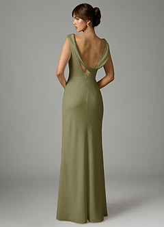 Azazie Kieryn Robes de demoiselle d'honneur Robe Sirène en Satin extensible Plissée Pistache image5