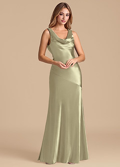 Azazie Rylina 신부 들러리 드레스 인어 메탈릭 새틴 바닥 길이 드레스 image4