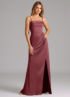 Azazie Aretha Bridesmaid Dresses Desert Rose A-Line Strapless Stretch Satin Convertible Dress image6