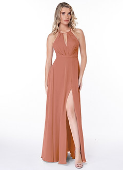 Azazie Evalleen Bridesmaid Dresses MAI TAI A-Line Pleated Chiffon Dress image2