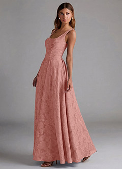 Azazie Amalie Bridesmaid Dresses Rosette A-Line Pleated Floral Burnout Dress image3