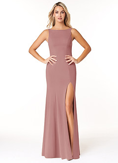 Azazie Rogue Bridesmaid Dresses Dusty Rose Mermaid Scoop Side Slit Stretch Crepe Dress image1