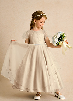 Azazie Duckie Flower Girl Klänningar Klänning Balklänning i Tyll Plisserad image3