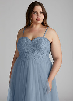 Azazie Roni Bridesmaid Dresses Dusty Blue A-Line Sweetheart Neckline Tulle Convertible Dress image13