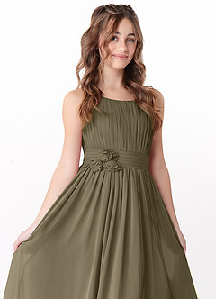 Azazie Astrid Junior Willow Green A-Line Floral Chiffon Dress image5